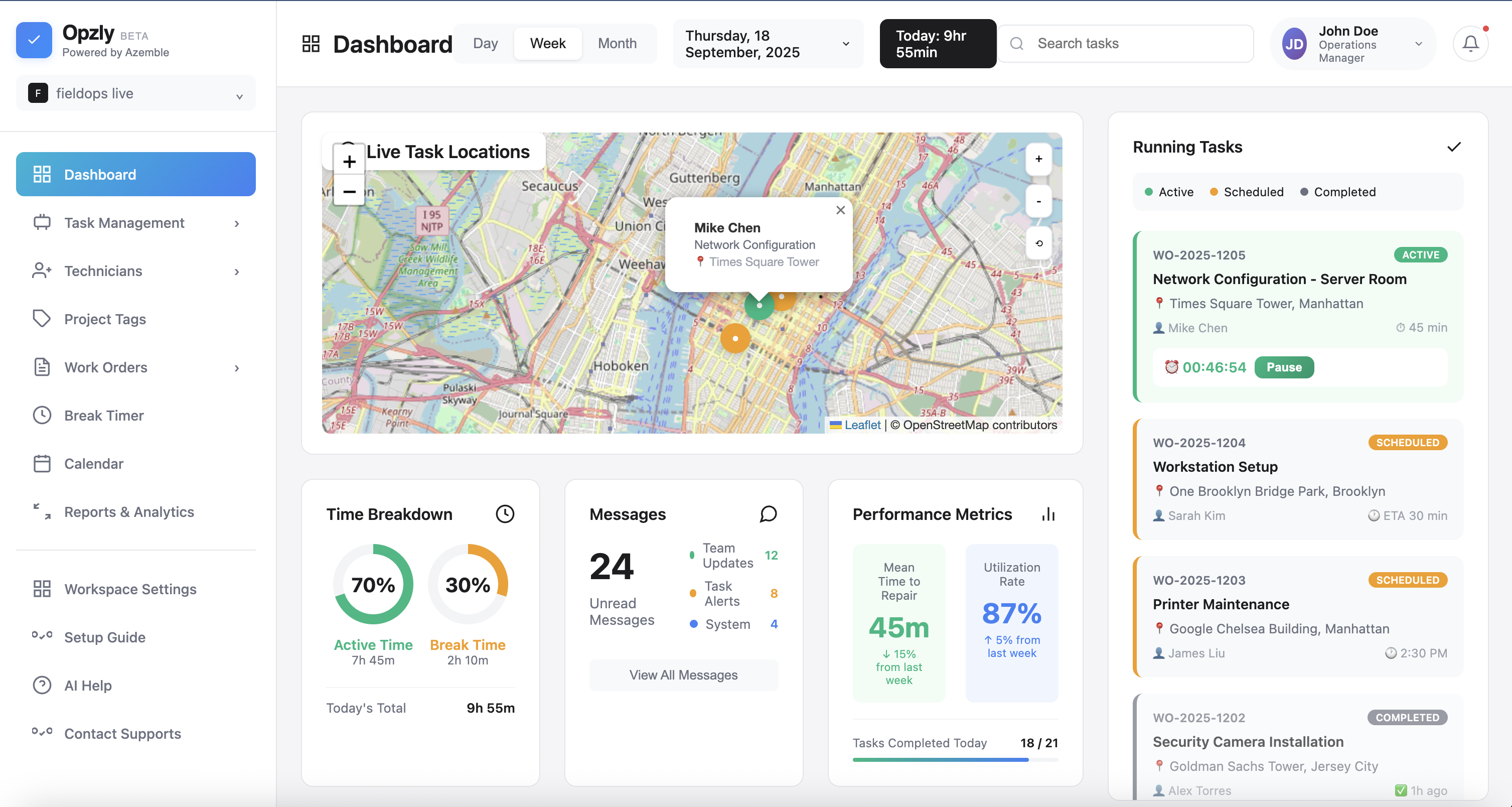 Opzly Dashboard Preview